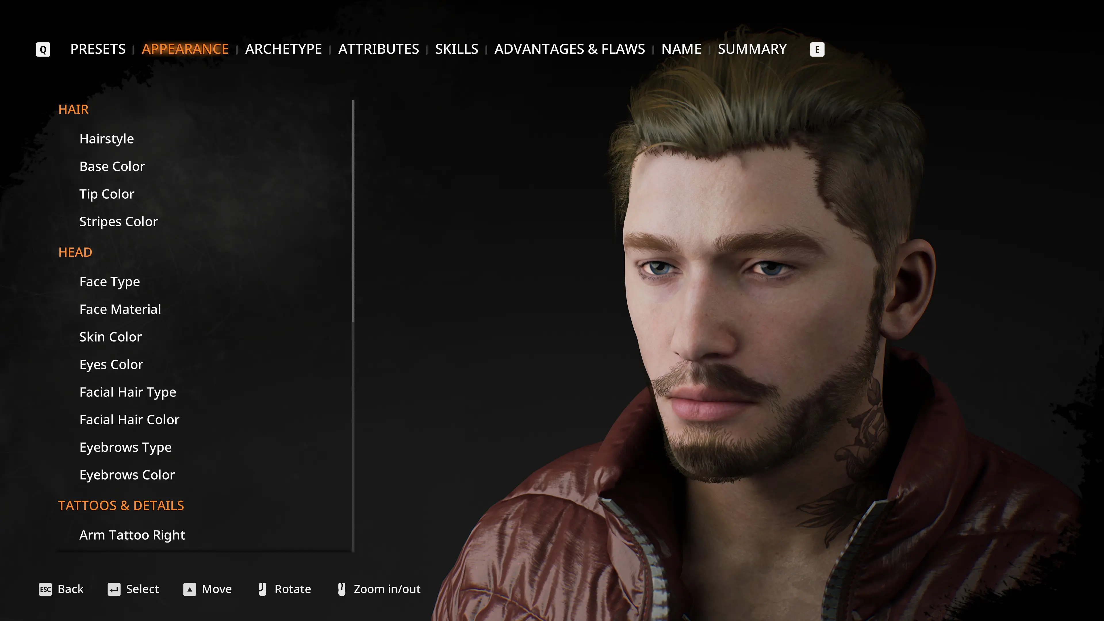 Character creation screen in Hunter: The Reckoning – Deathwish